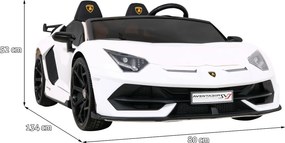 Ramiz Lamborghini SVJ DRIFT elektrické auto pre 2 deti biele + funkcia driftu + diaľkové ovládanie