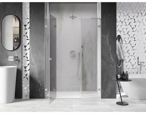 Mexen Lunar L, ľavé otočné sprchové dvere 160 cm, 8mm číre sklo, oceľový profil, 834SL-160-050-97-00-L