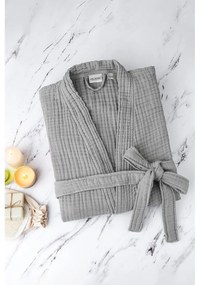 Sivý mušelínový župan veľkosť S/M Kimono – Foutastic