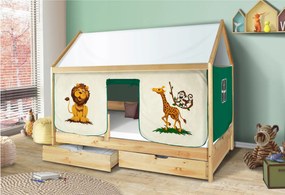 Detská Domčekové posteľ KIDS SAFARI - PRÍRODNÉ 200x90 cm