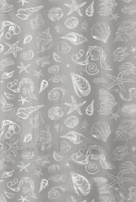 Erga Peva, sprchový záves s háčikmi (12ks) 200x180 cm, šedá vzor Mare, ERG-08269