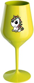 DUHOVÝ JEDNOROŽEC - žltý nerozbitný pohár na víno 470 ml