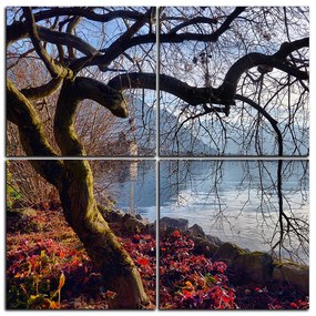 Obraz na plátne - Jeseň pri jazere - štvorec 3198E (60x60 cm)