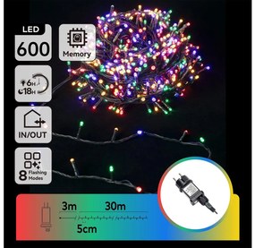 Aigostar - LED RGBY Vonkajší vianočný svetelný reťaz 600xLED/6W/230V/8 funkcií 30m IP44