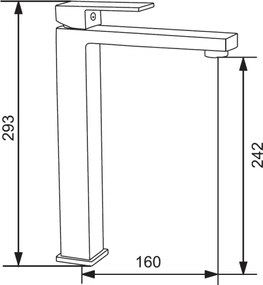 Mexen Uno, vysoká umývadlová batéria h-293, chrómová, 71410-00