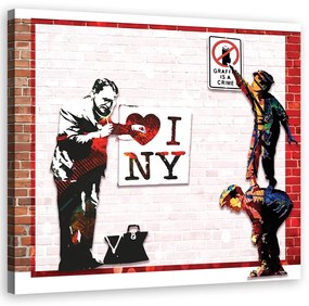 Obraz na plátně, Banksy a Love New York - 30x30 cm