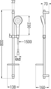 Mexen sprchový set DQ05, zlatá/biela, 785054581-50