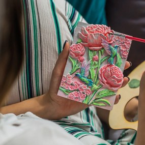 IKO 3D sadrová maľba – kvety pivonky