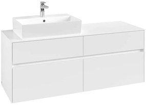 VILLEROY &amp; BOCH Collaro závesná skrinka pod umývadlo na dosku (umývadlo vľavo), 4 zásuvky, 1400 x 500 x 548 mm, White Matt, C13200MS
