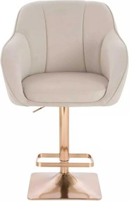 LuxuryForm DESIGN Barová stolička AVOLA VELUR na zlatej hranatej podstave - krémová