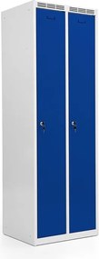 Kovová šatníková skriňa Trestles SS2M 1800x600x500 mm, 2 oddiely, modré dvere Podnož: nožičky, Zámok: cylindrický