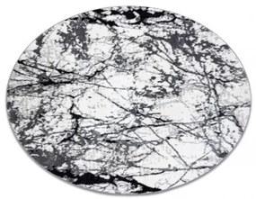 Moderný okrúhly  COZY 8871, Marble, Mramor - Štrukturálny,  dve vrstvy  rúna sivý