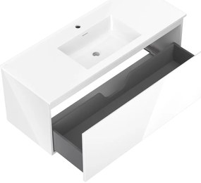 Mexen Orio, kúpeľňová skrinka 120 cm s umývadlom Otis, 1 zásuvka, biela lesklá, 91A10-12047-1-BF00-W18M00