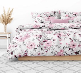 Goldea bavlnené posteľné obliečky - kvety sakury 140 x 220 a 70 x 90 cm
