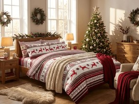 Obliečky z mikrovlákna JELEŇ A VLOČKA červené