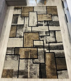 HU Hnedo-béžovo-sivý moderný koberec Gallery vzor kocky Rozmer: 80x150 cm
