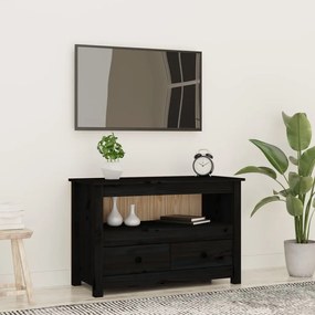 TV skrinka čierna 79x35x52 cm masívna borovica