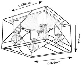 Rabalux 71024 - Stropné svietidlo BOIRE 4xE27/40W/230V
