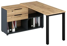 Rohový PC stolík Klodekas 8 (dub artisan + čierna) . Vlastná spoľahlivá doprava až k Vám domov. 1097181