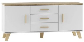 Komoda Sanna 150 2D3S, Farby: briliantovo biela matná / dub sonoma