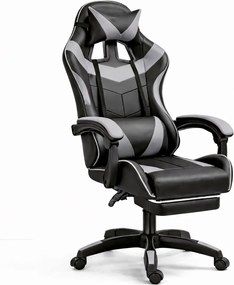 LEAN Kancelárska stolička s opierkou na nohy a vankúšmi – sivá