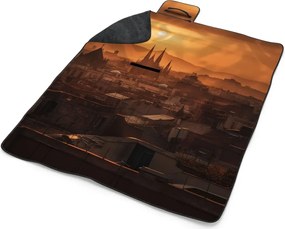 Sablio Plážová deka Barcelona Night Skyline: 200x140 cm