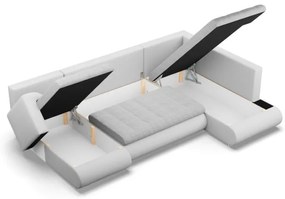 Sedacia súprava FORESTA v tvare U, pravá sivá / biela