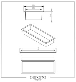 CERANO Cerano, zápustná polička s okrajom do obkladu 60x20x10 cm, čierna matná, CER-CER-417461