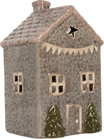 Modrý keramický domček na čajovú sviečku Lamont - 10*8*15 cm