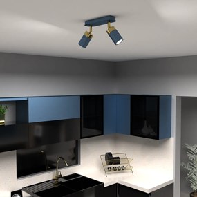 Bodové svietidlo Joker, 2x zlaté/tmavomodré kovové tienidlo, db