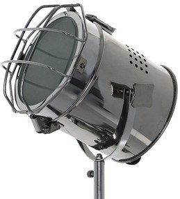 Dekorstudio Podlahová lampa TRIPOD na čiernej trojnožke s chrómovaným tienidlom