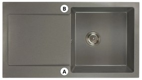 Kuchynský drez Adaxa (sivá) (s 2 otvormi pre batériu) (L). Vlastná spoľahlivá doprava až k Vám domov. 1066281