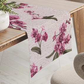 Biante Bavlnený behúň na stôl Sandra SA-635 Ružovofialové orchidey na bielom 45x120 cm