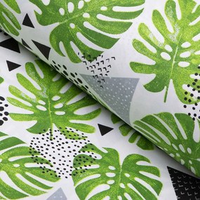 Biante Bavlnený oválny obrus Sandra SA-175 Zelené listy Monstera 120x180 cm
