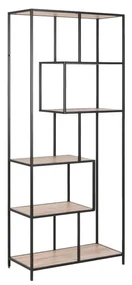Čierna/prírodná knižnica v dekore duba 77x185 cm Seaford – Actona