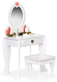 Veľký drevený detský toaletný stolík so zrkadlom