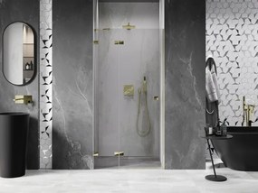Mexen, Mexen Lunar výklopné sprchové dvere ľavé 85 cm, transparentné, zlaté - 834-085-000-50-00-L