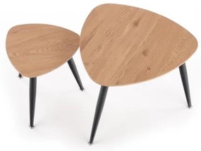 SADA 2x Odkladací stolík NICEA pr. 40/60 cm zlatý dub/čierna