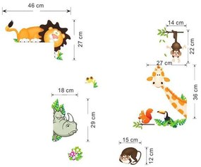 Samolepka na stenu "Zvieratká z džungle" 30x90 cm