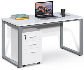 Kancelársky stôl s kontajnerom Houseland Prime Home 02 B 140 cm biely