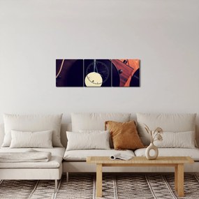 Obraz gramofónových dosiek (s hodinami) (90x30 cm)