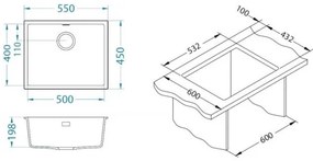 ALVEUS 1150057 - Kuchynský drez OMNI 55x45 cm granit/čierna