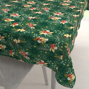 Biante Bavlnený obdĺžnikový obrus Sandra SA-713 Vianočné cezmíny na zelenom 80x120 cm