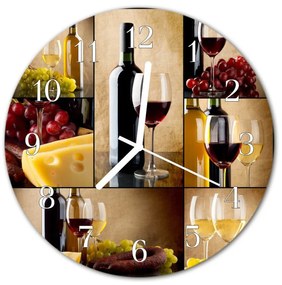 Sklenené hodiny okrúhle Fľaša vína fi 30 cm