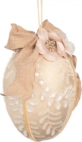 Béžové závesné vajíčko s výšivkou Fancy - Ø 11*17 cm