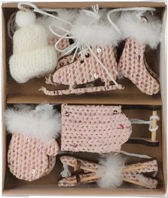 Set vianočných ozdôb v štrikovanom dizajne – ružový 13 × 11 cm