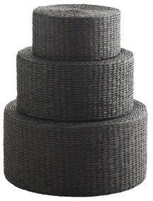 MADAM STOLTZ Sedací puf Paper Rope Black L