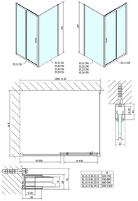 Polysan Polysan, EASY LINE sprchové dvere 1100mm, číre sklo, EL1115