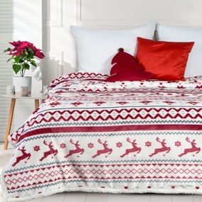 Deka vianočná 15 biela / červená