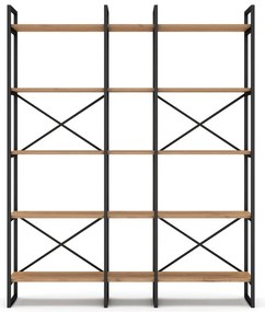 Čierny/prírodný regál v dekore duba 144x175 cm Dusan – Marckeric